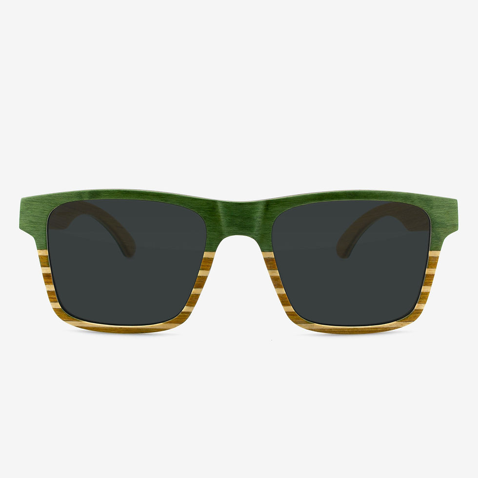 Green and wood-striped sunglasses