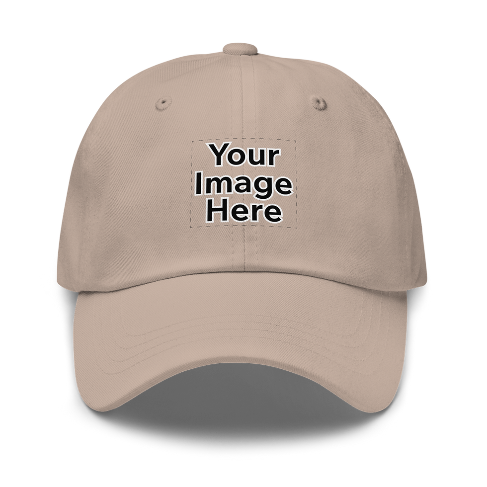 Beige baseball cap with 'Your Image Here'