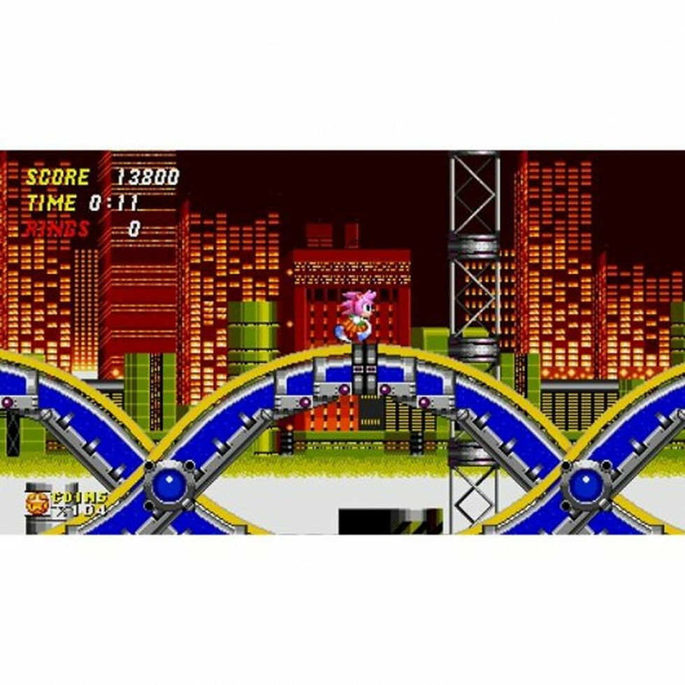 Amy Rose in Sonic retro game city level