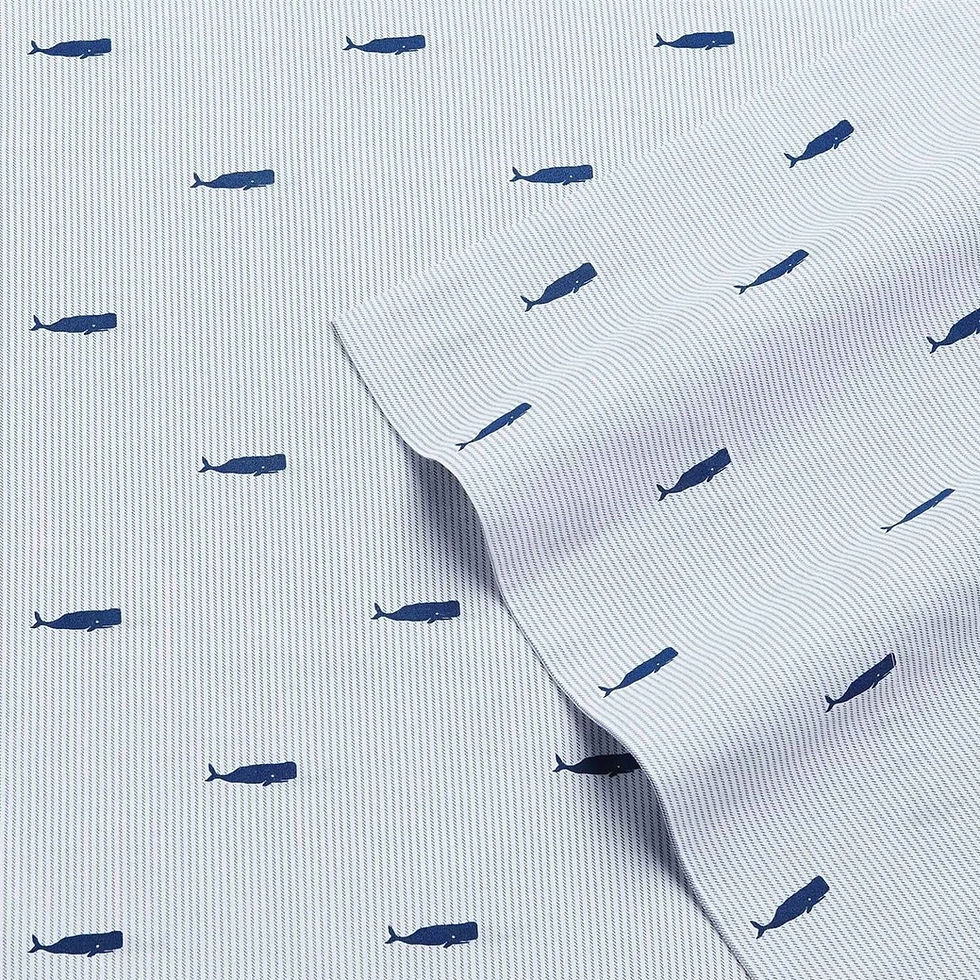Light blue sheet with whale pattern