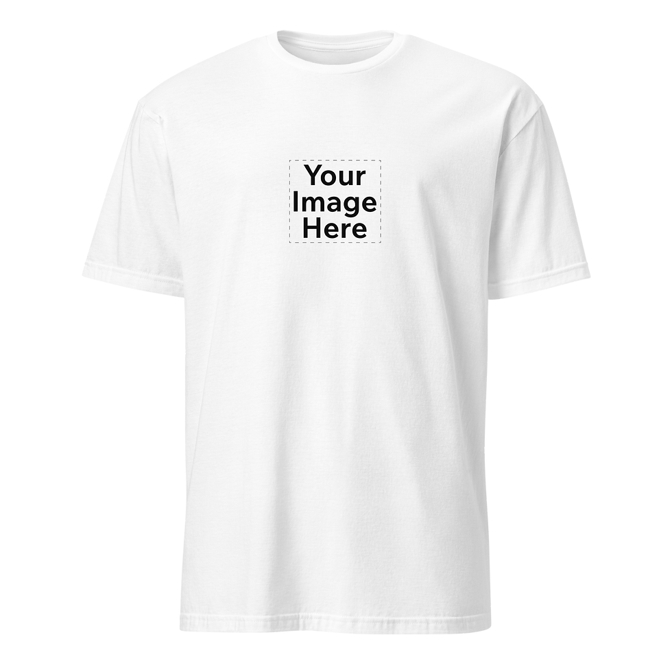 White t-shirt with text 'Your Image Here'