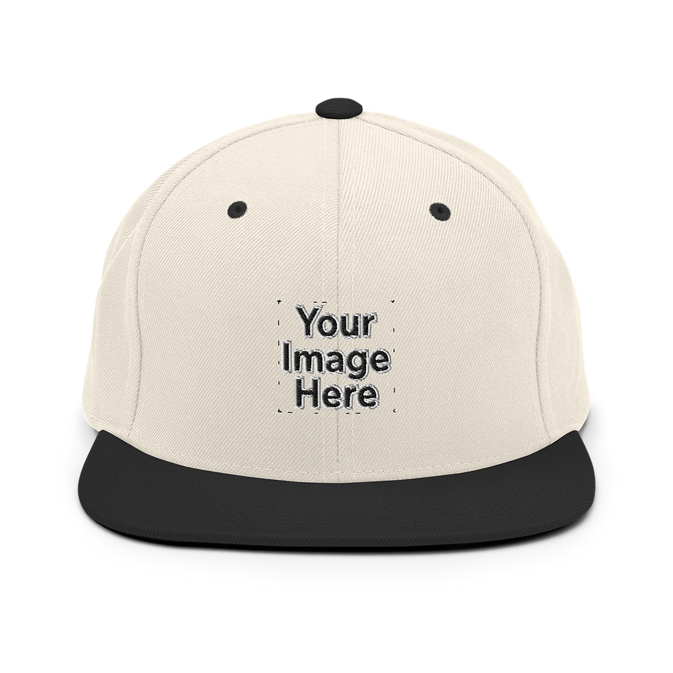 White snapback cap with 'Your Image Here' text