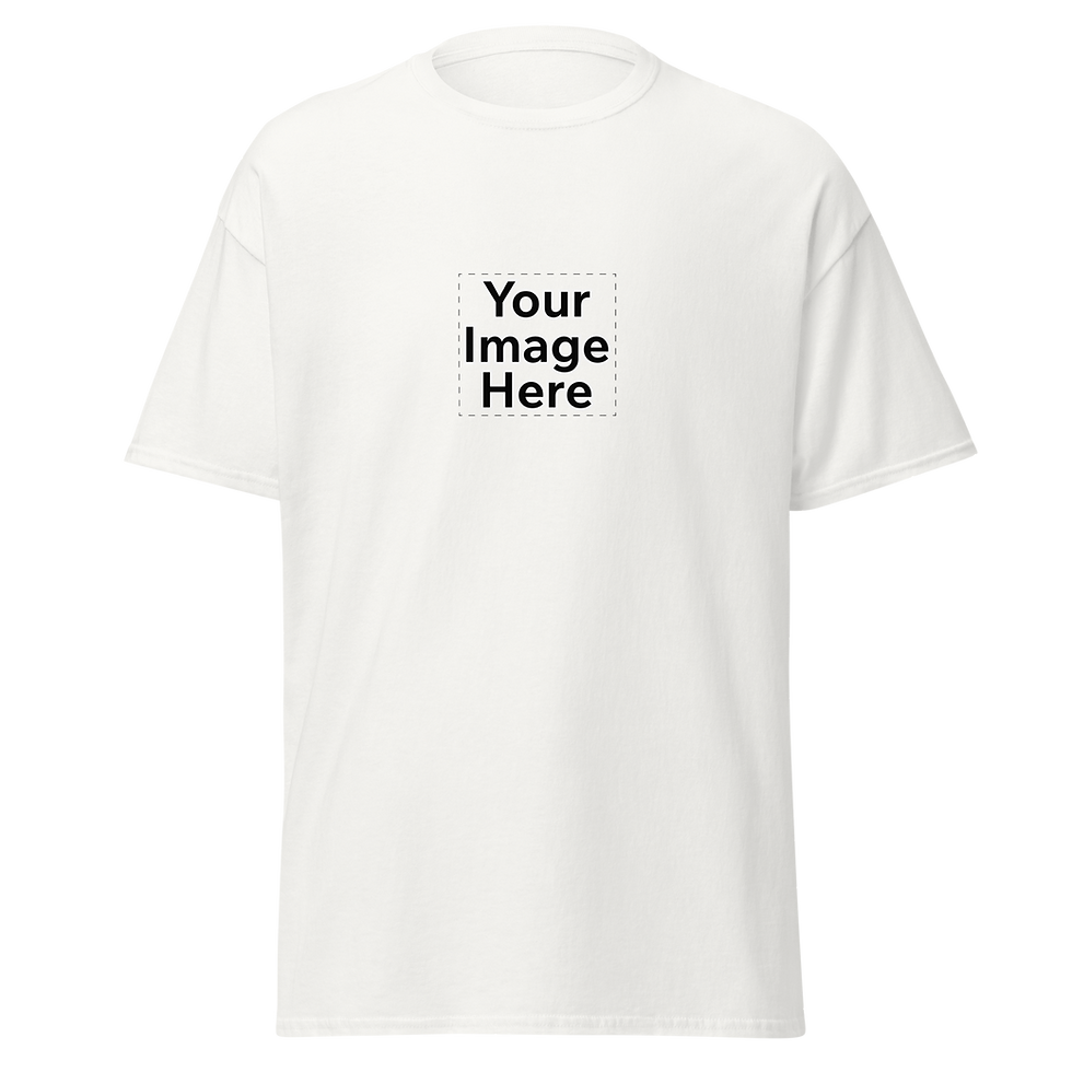 White t-shirt with 'Your Image Here' placeholder
