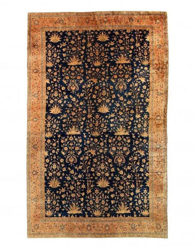 Canvello Navy Blue Fine Hand knotted Antique larestan 11'X 24'