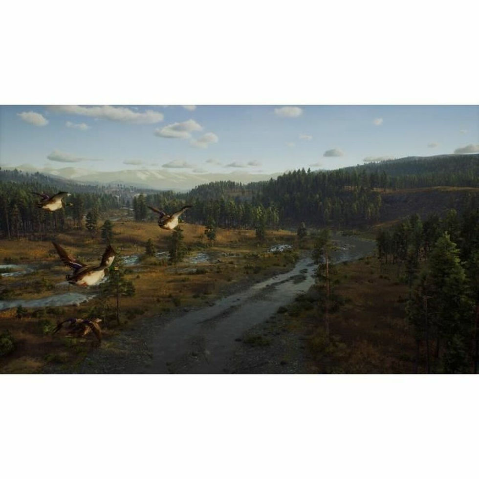 Thumbnail: Scenic video game valley with river, trees, and flying birds