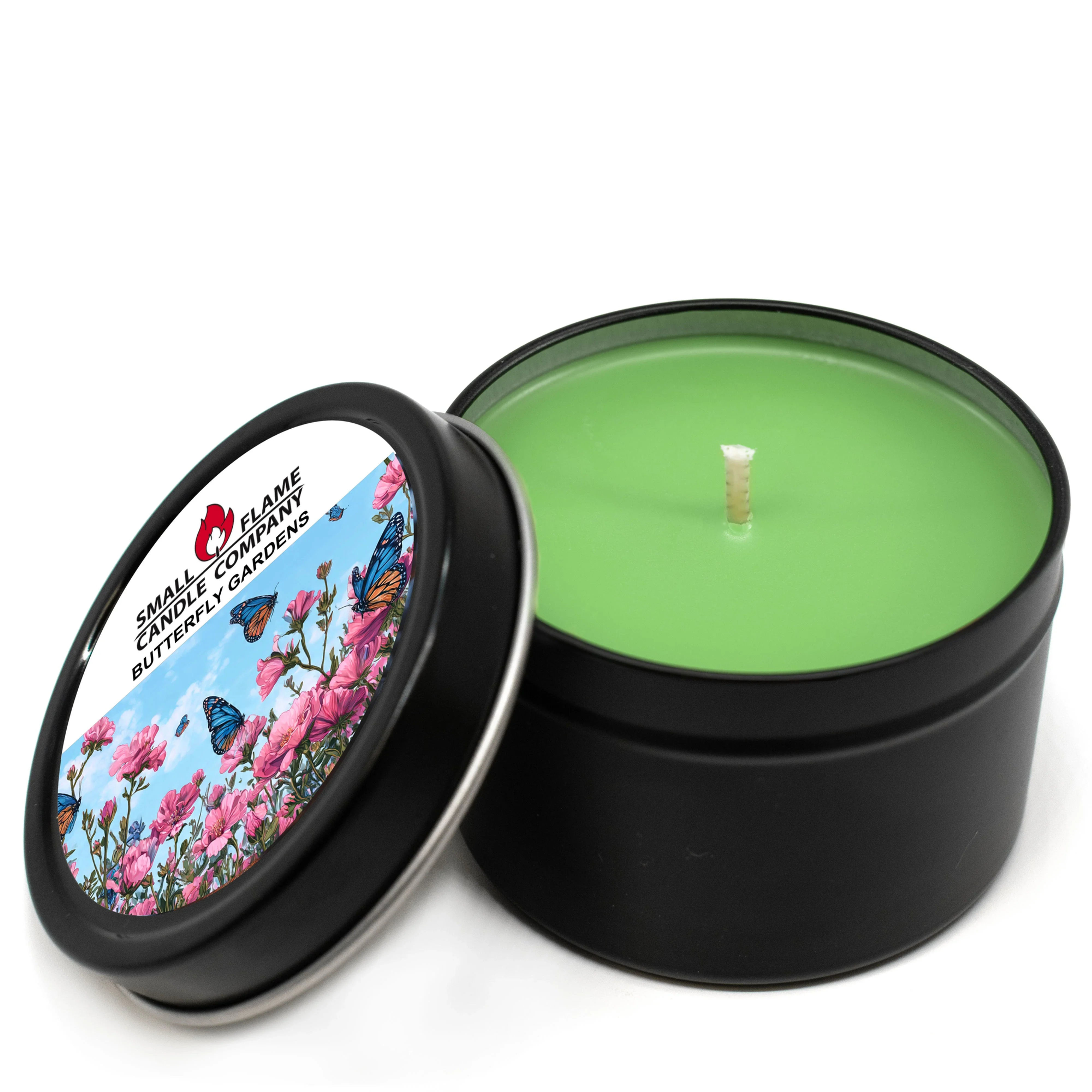 Small Batch Candle Co. Butterfly Garden green tin candle