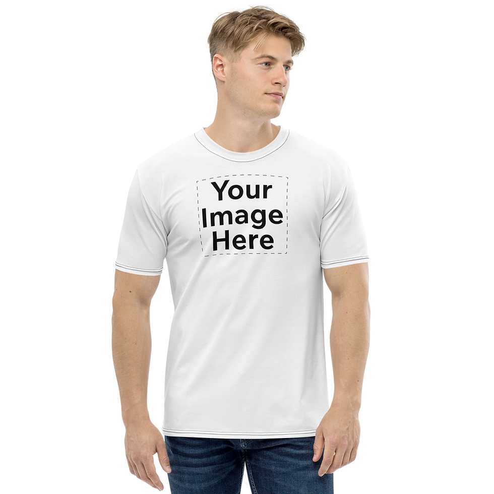 Man in white t-shirt, 'Your Image Here'