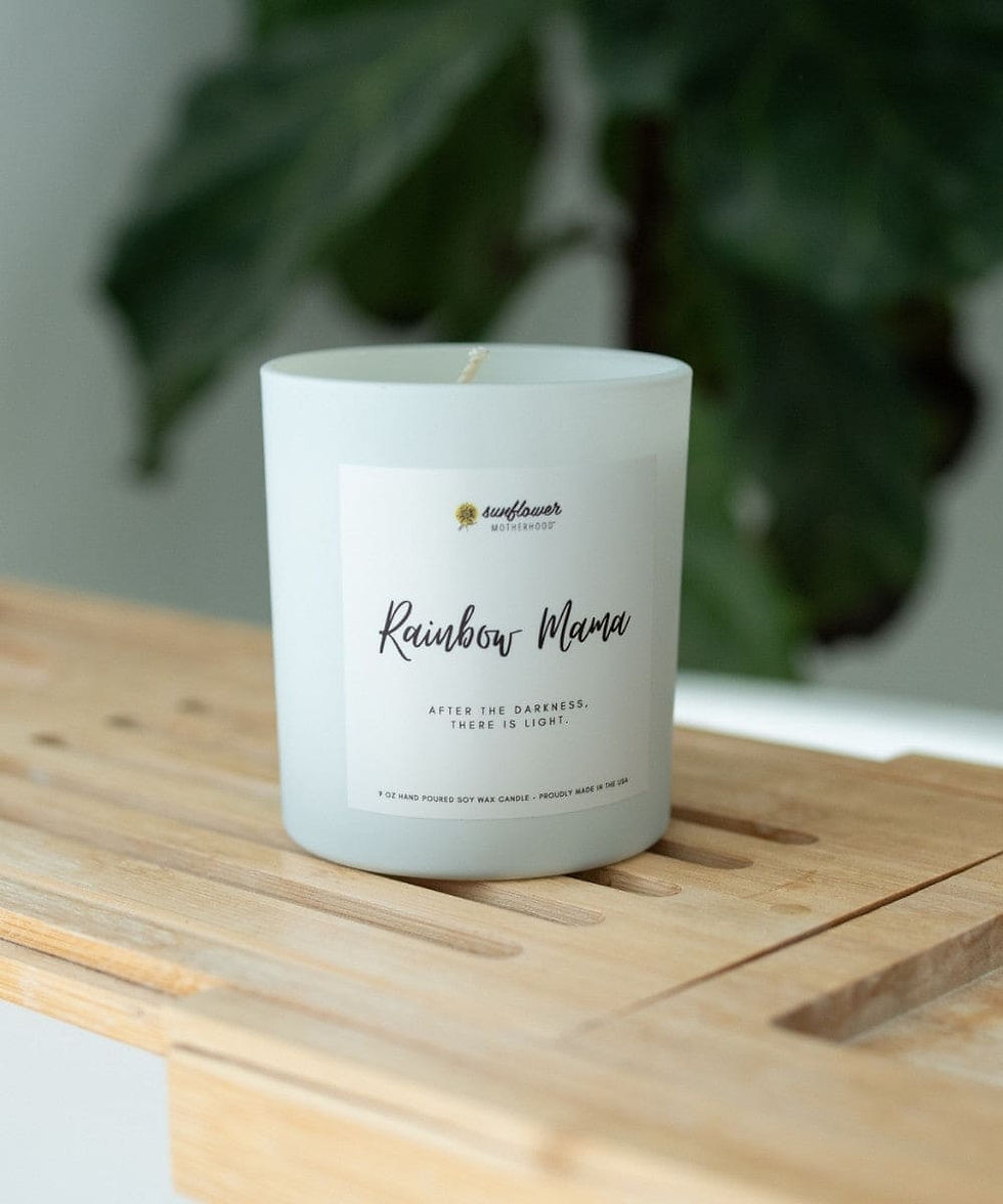 Thumbnail: Frosted glass 'Rainbow Moon' soy wax candle on wood