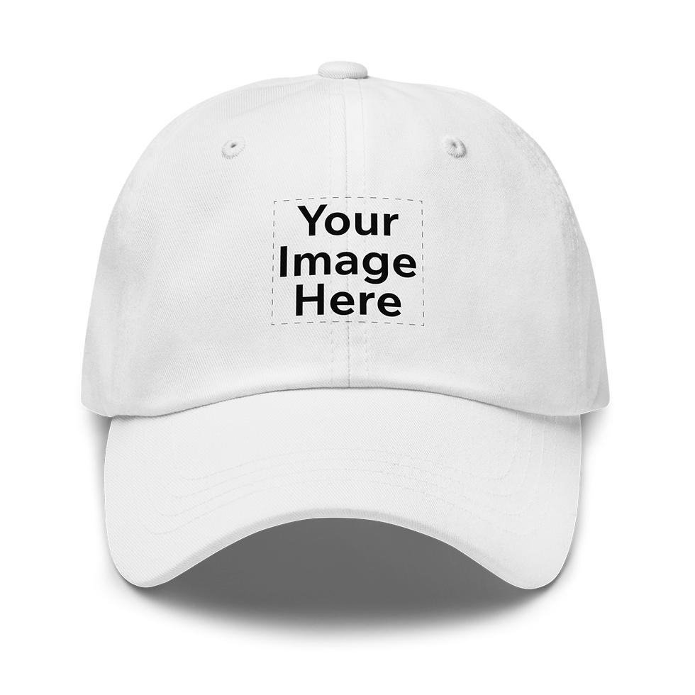 White baseball cap with 'Your Image Here' text