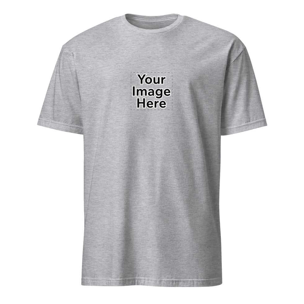 Grey t-shirt with 'Your Image Here' text