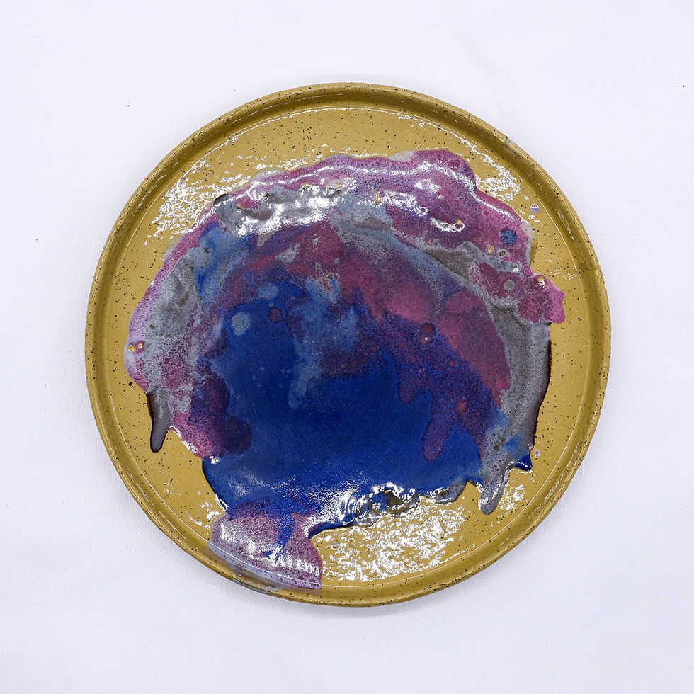 Abstract blue and purple glazed plate