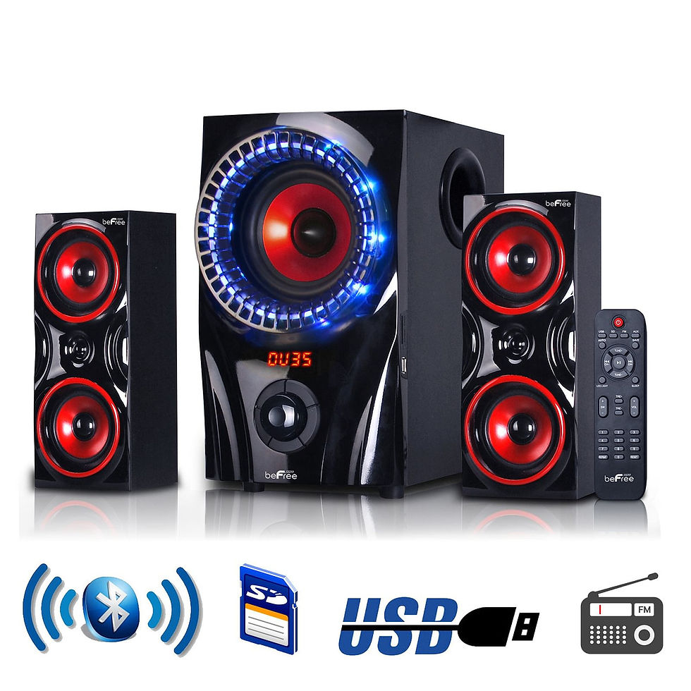 3-piece speaker system with blue LED subwoofer and remote
