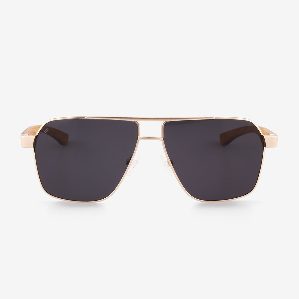 Gold frame sunglasses with dark lenses