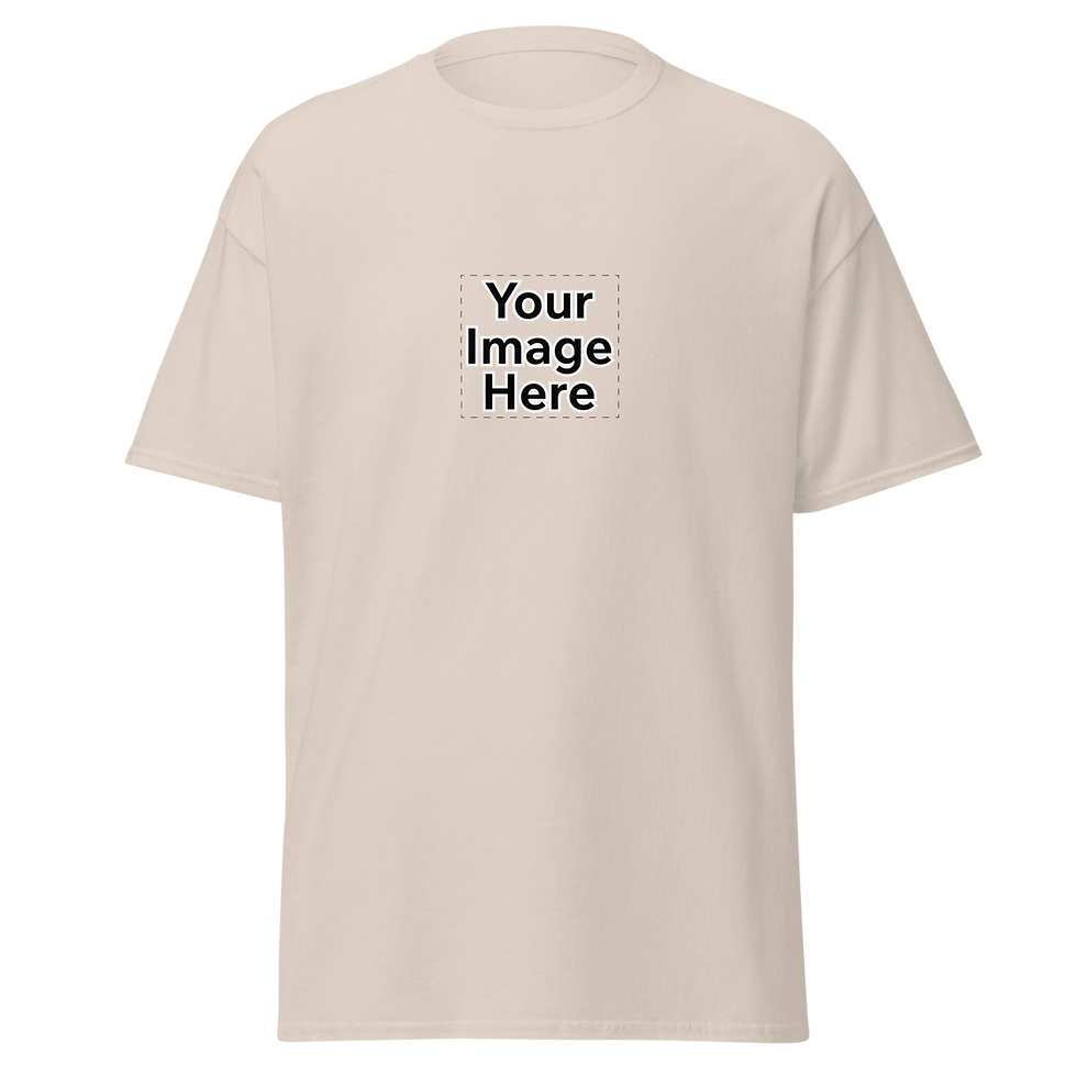 Customizable t-shirt with 'Your Image Here'
