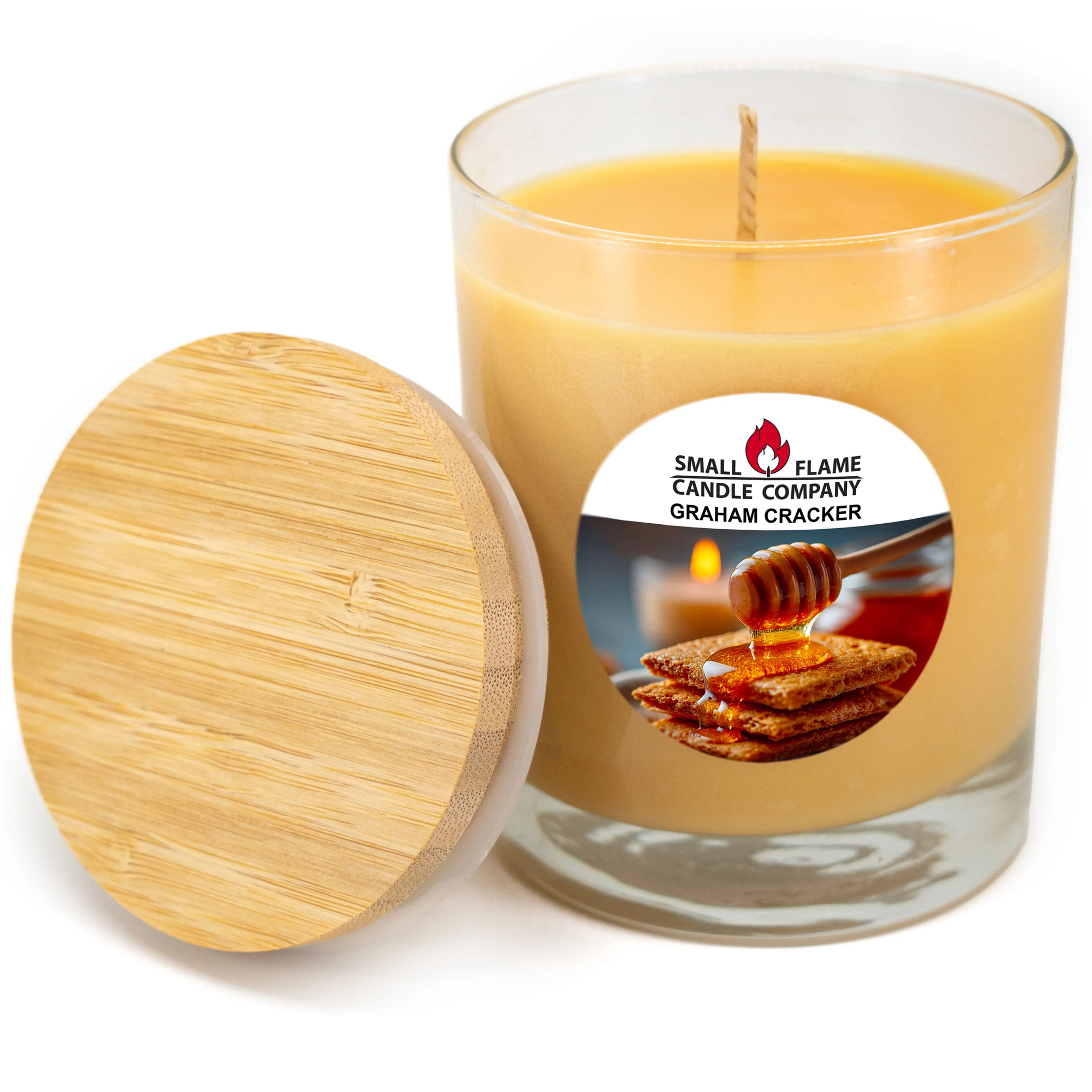 Small Flame Company Graham Cracker candle with wooden lid