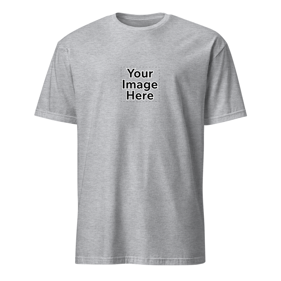Grey t-shirt with 'Your Image Here' text on front