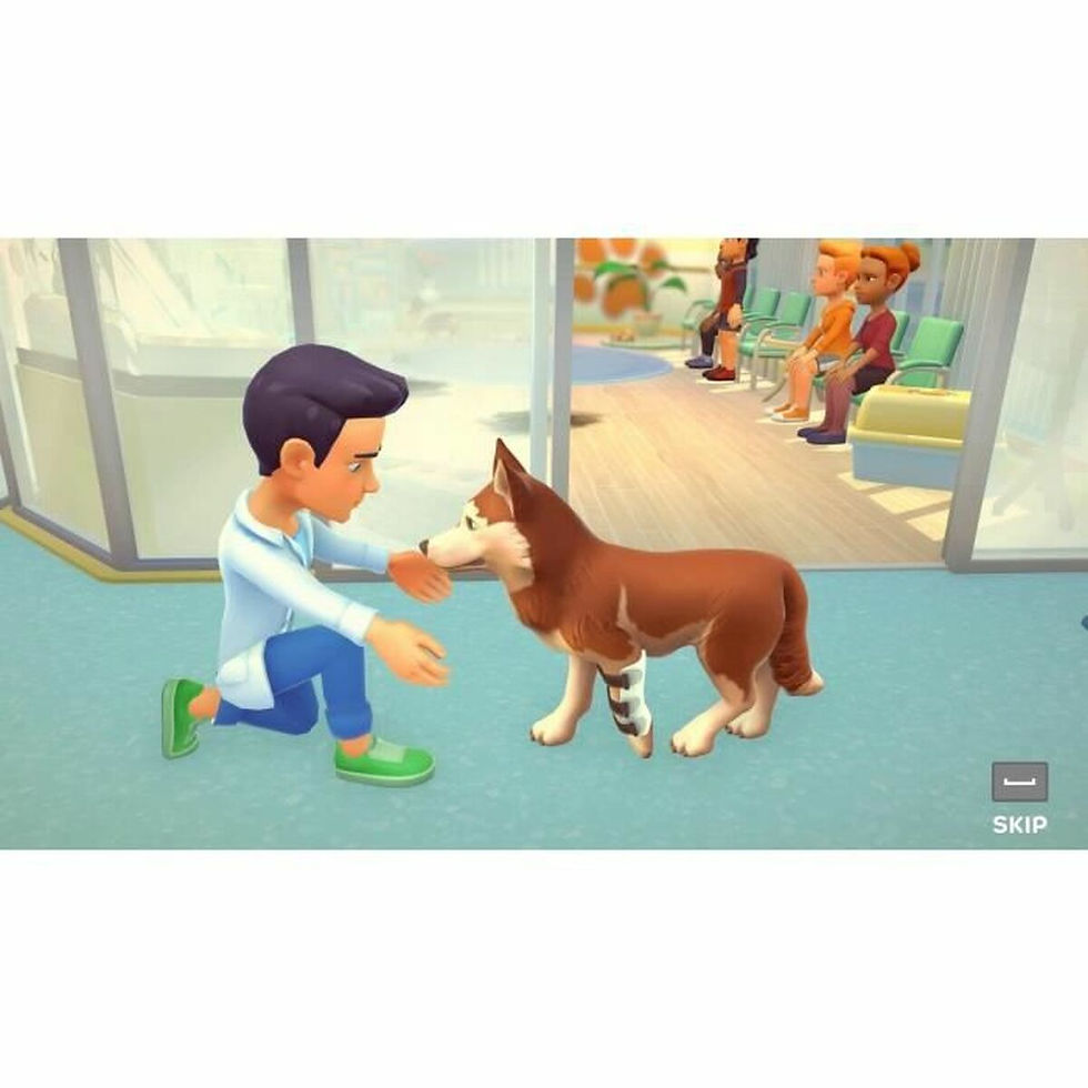 Thumbnail: Video game: person kneels to dog with bandaged leg