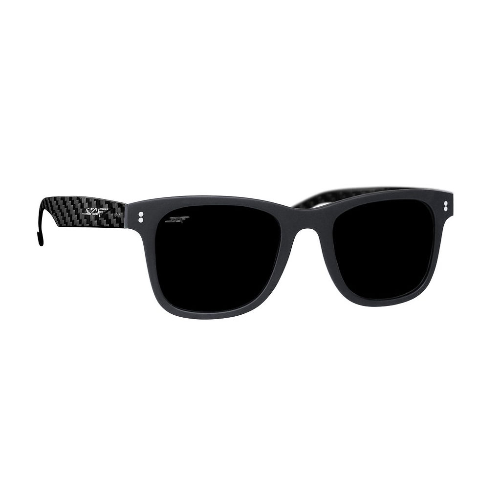 Black sunglasses with logo on arm