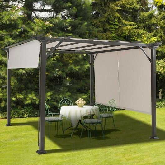 10x10 feet metal frame patio shelter beige