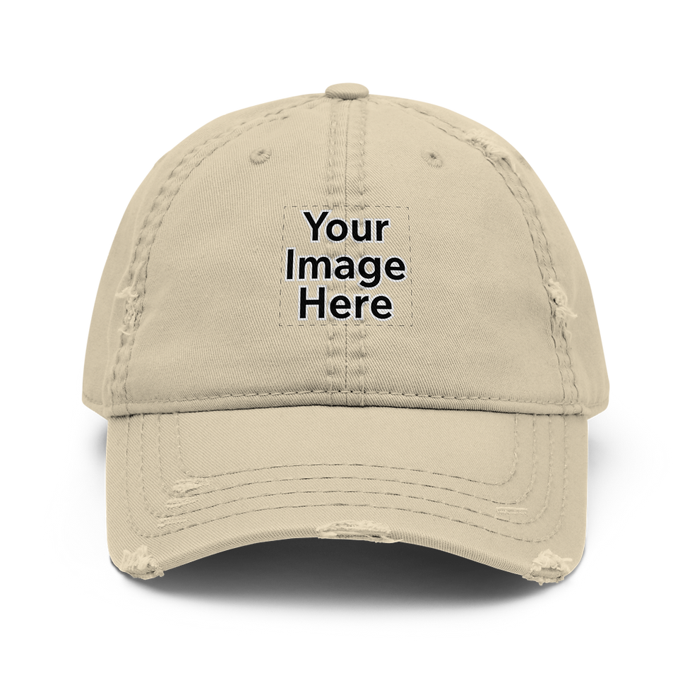 Distressed cap with 'Your Image Here'