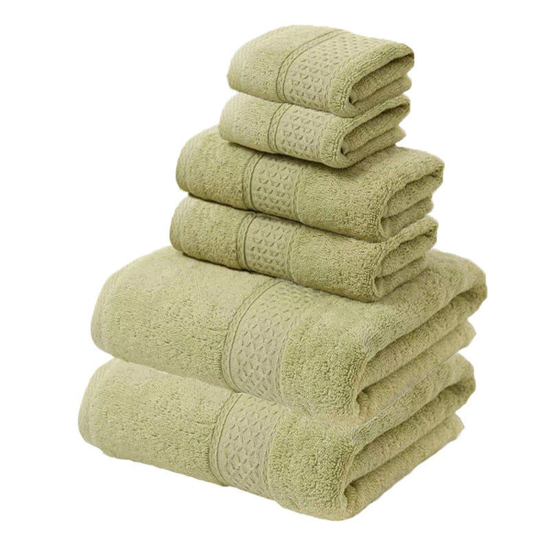 Stack of folded green towels