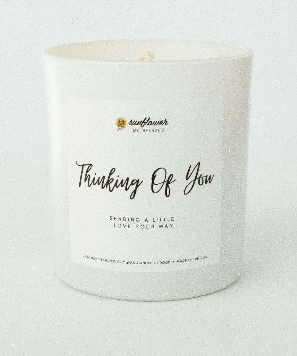 White Sunflower Home Made candle, 'Thinking Of You'