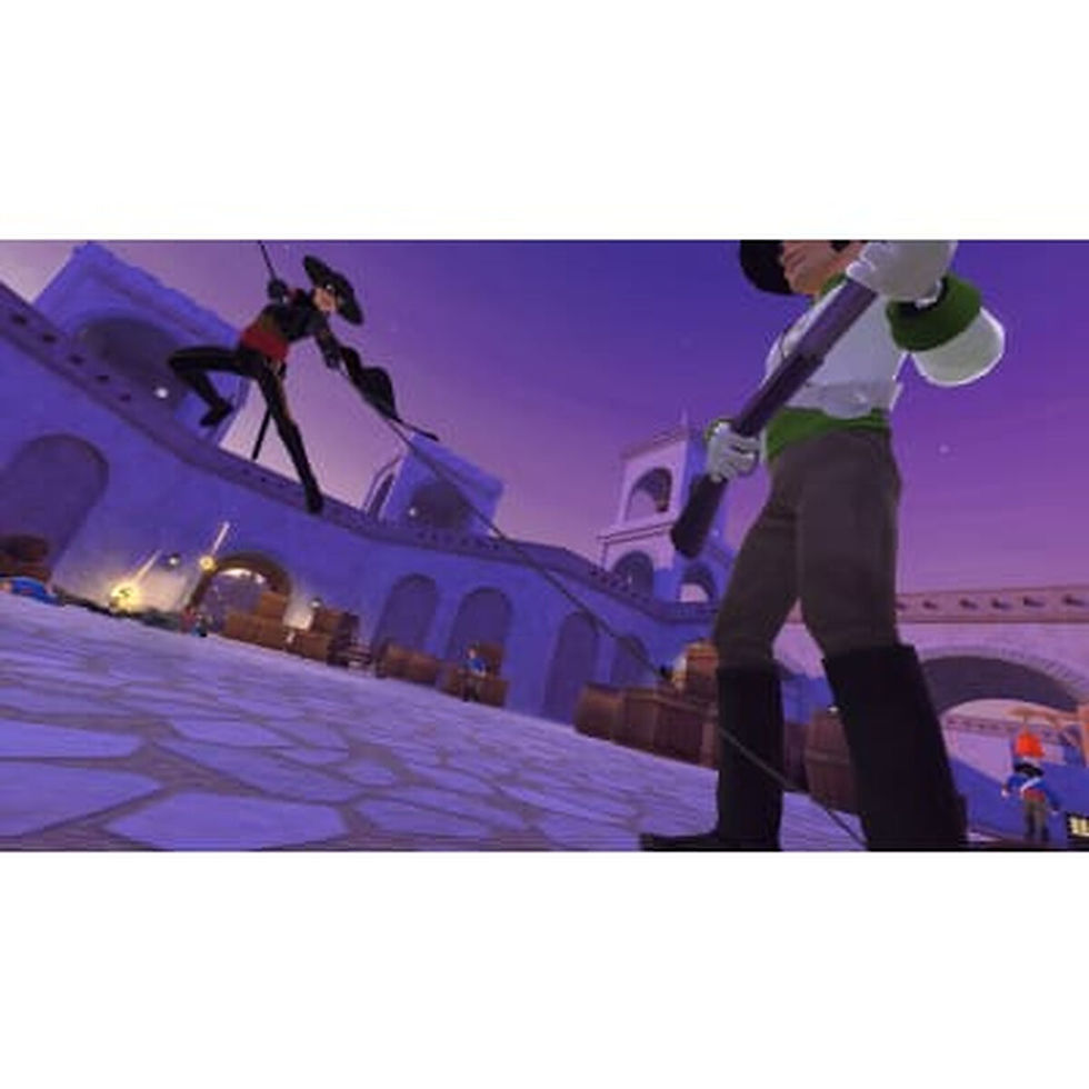 Thumbnail: Stylized video game sword fight between two characters at night