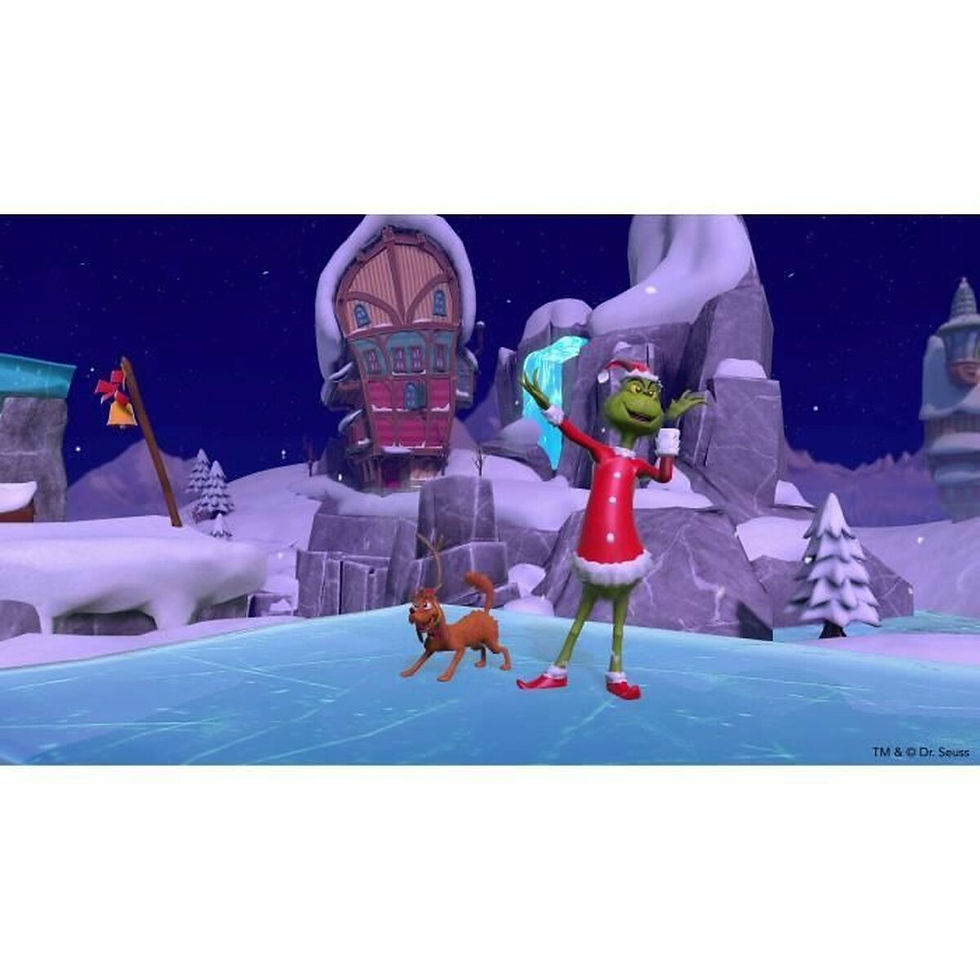 Thumbnail: Grinch and Max ice skating in a snowy village