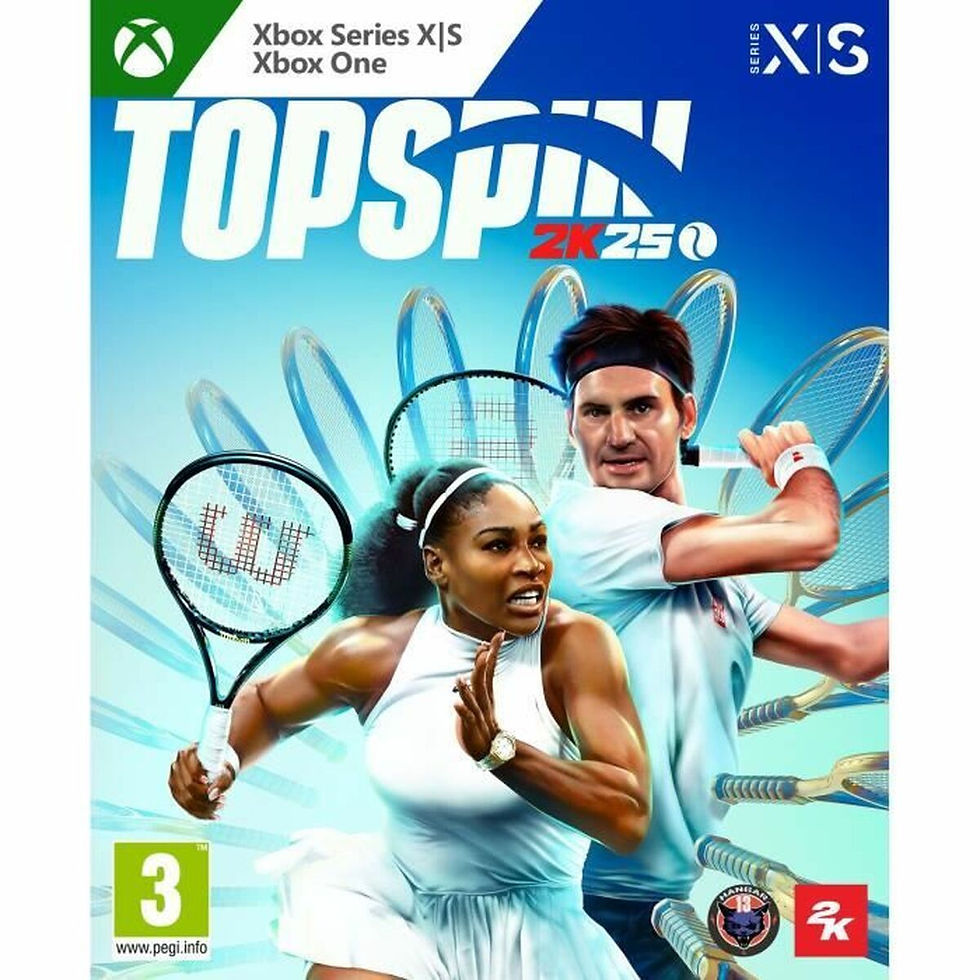 Xbox TopSpin 2K25 game cover with Serena Williams and Roger Federer
