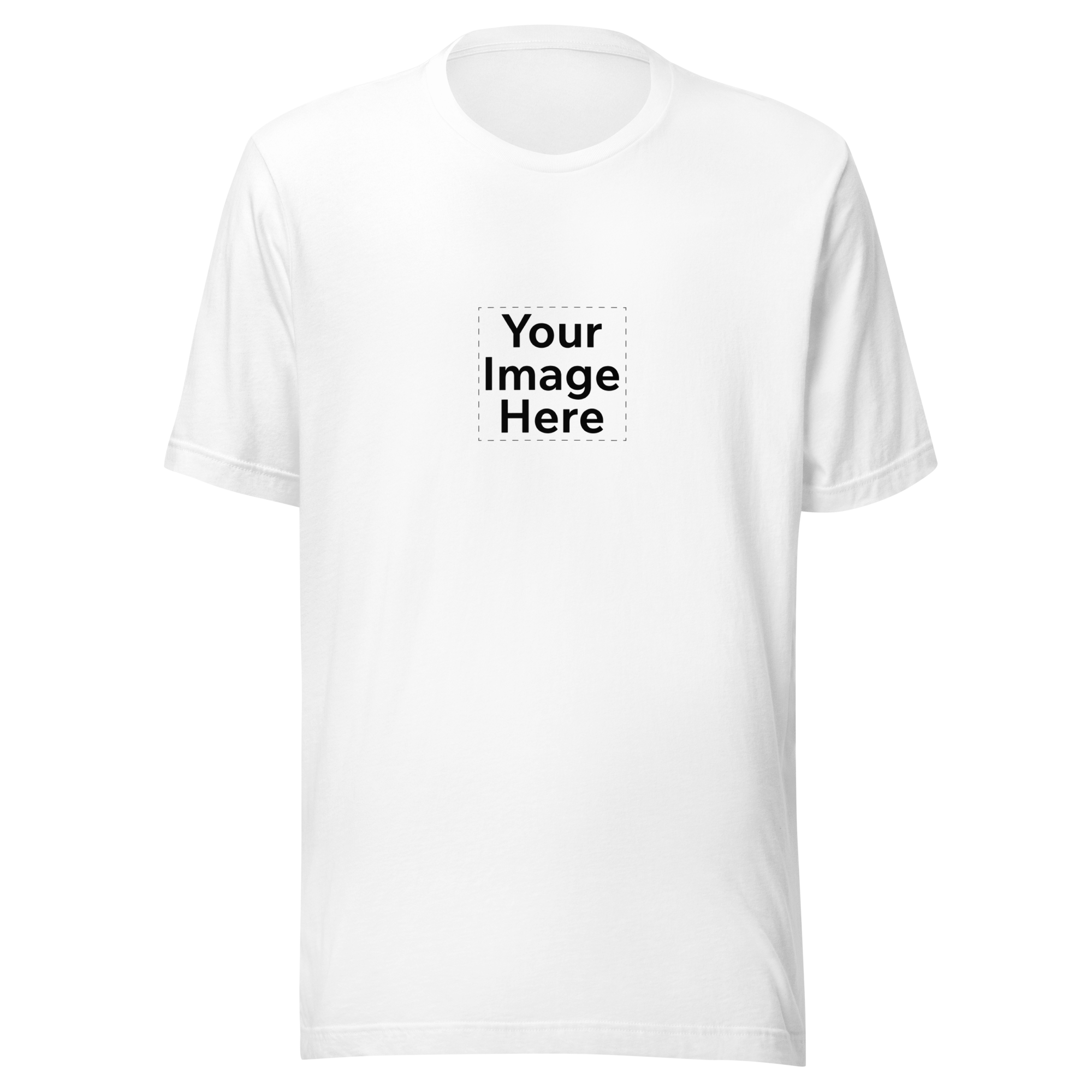 White t-shirt with 'Your Image Here' placeholder