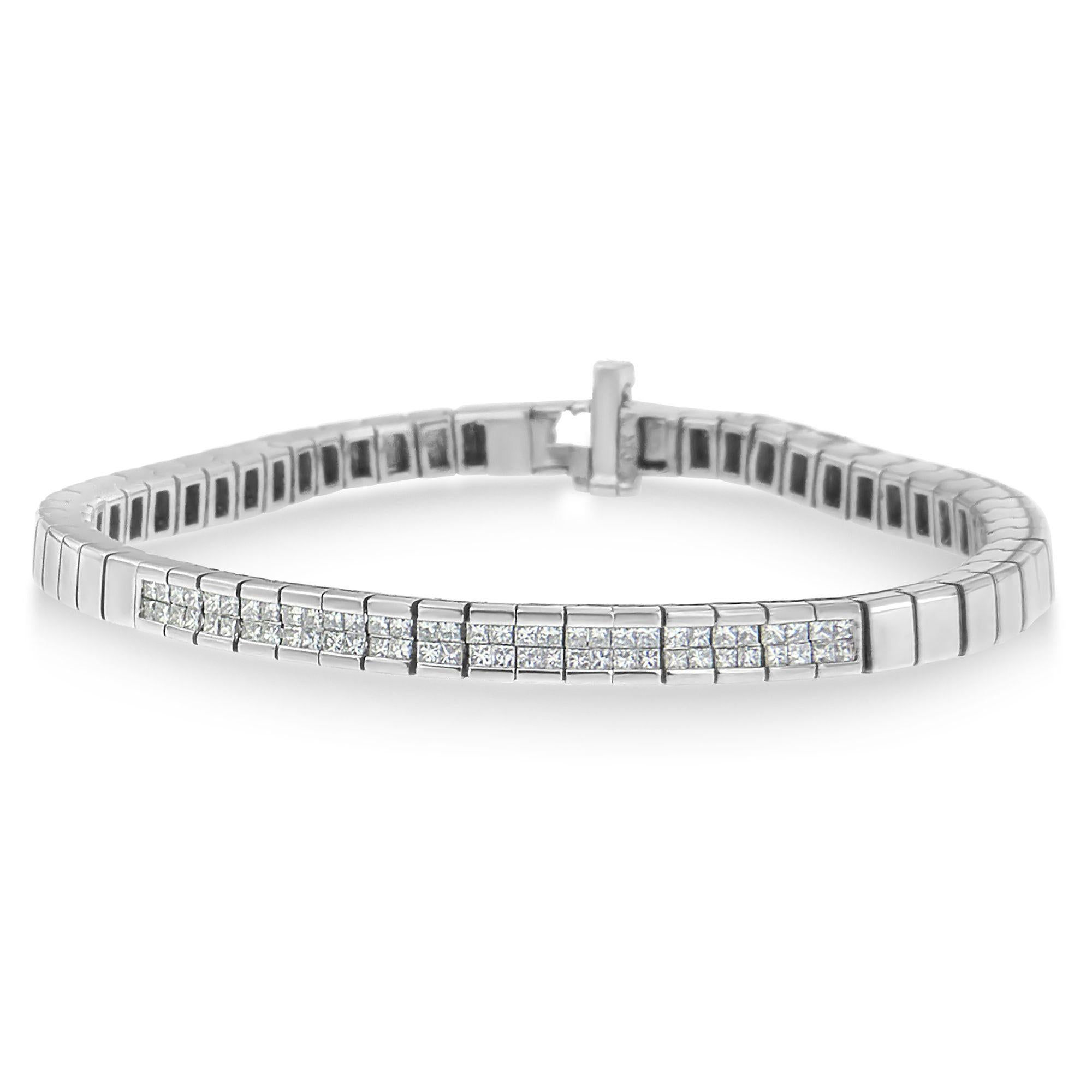 14K White Gold Princess Cut Diamond Bracelet (1.00 cttw, H-I Color, SI1-SI2 Clar