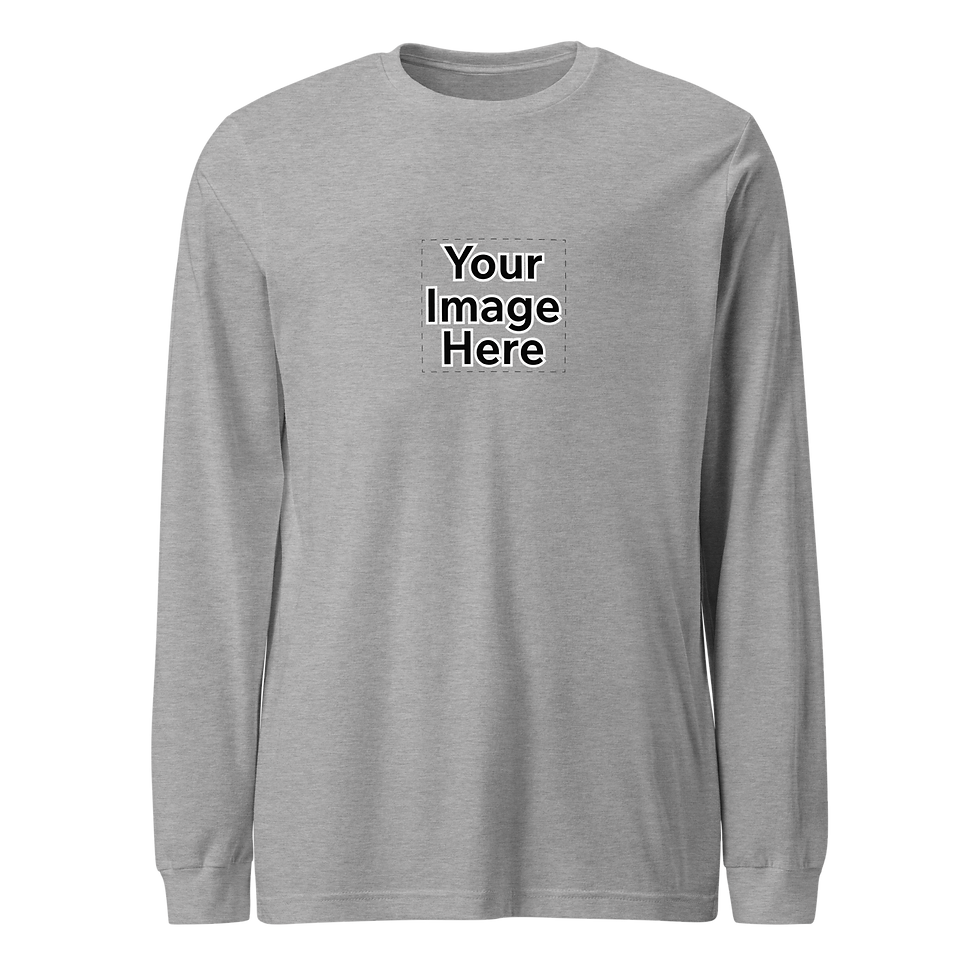 Grey long-sleeved t-shirt with 'Your Image Here'