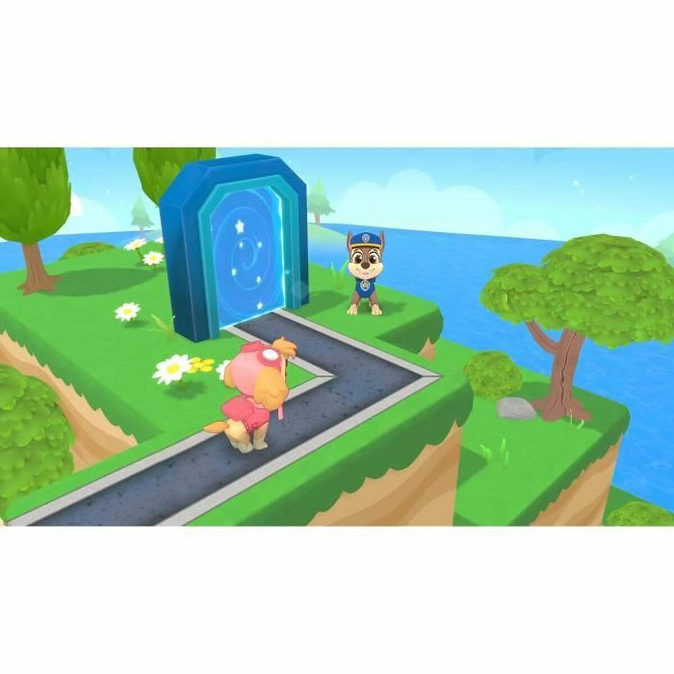 Thumbnail: Skye and Chase near a glowing blue portal in a game