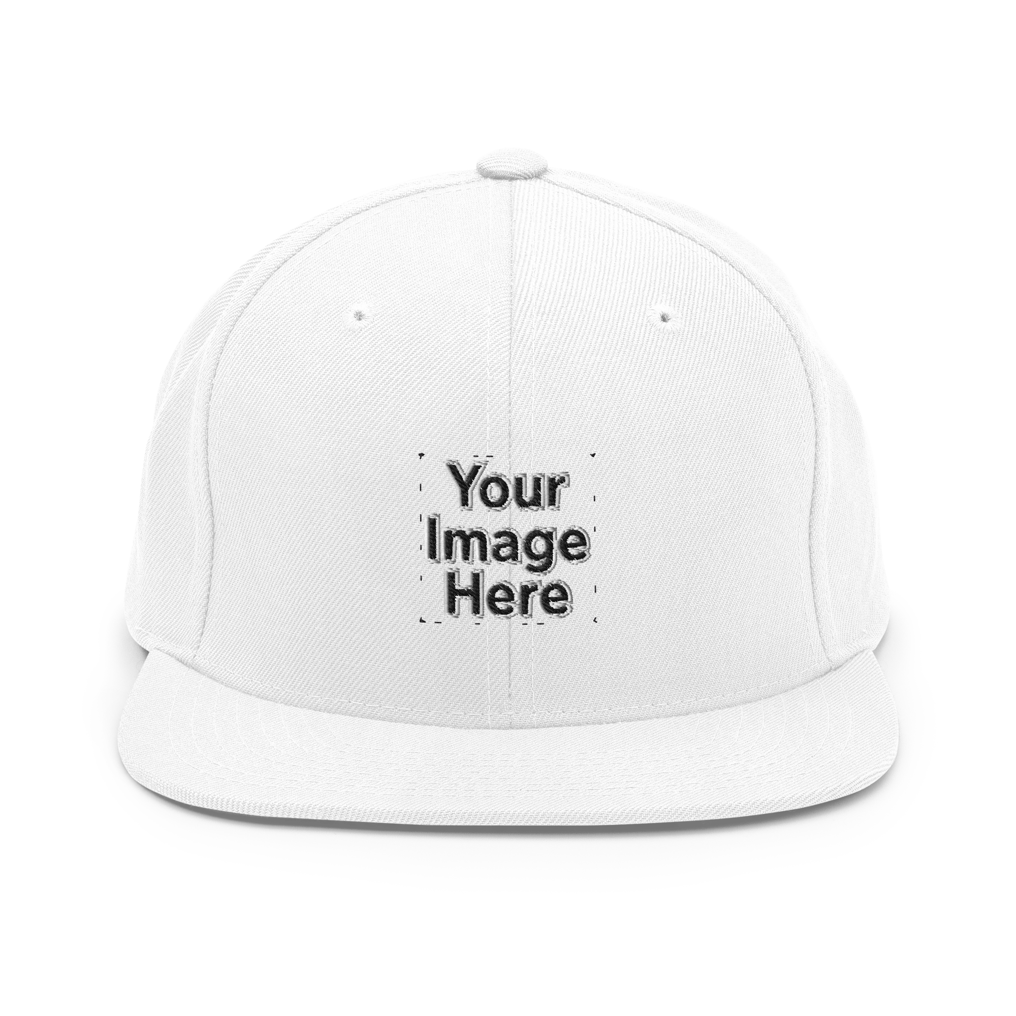 Customizable white cap with 'Your Image Here' text