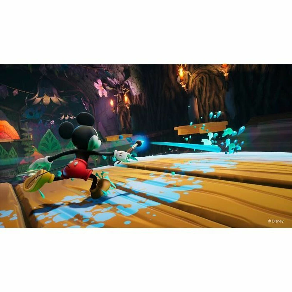 Thumbnail: Mickey Mouse casting a blue spell on a wooden path in a video game