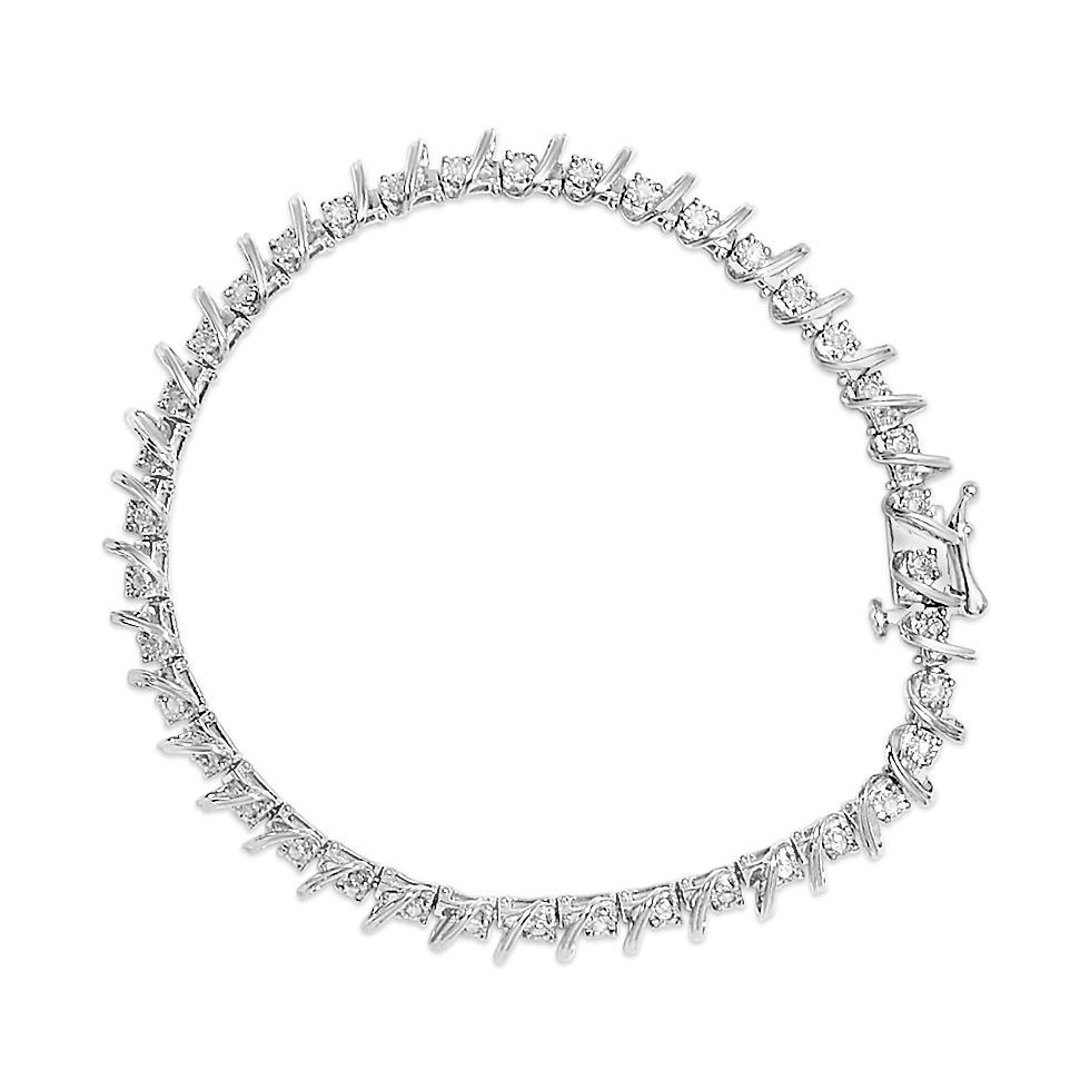Thumbnail: .925 Sterling Silver 1/2 Cttw Diamond Miracle-Set 7" Tennis Bracelet (I-J Color,