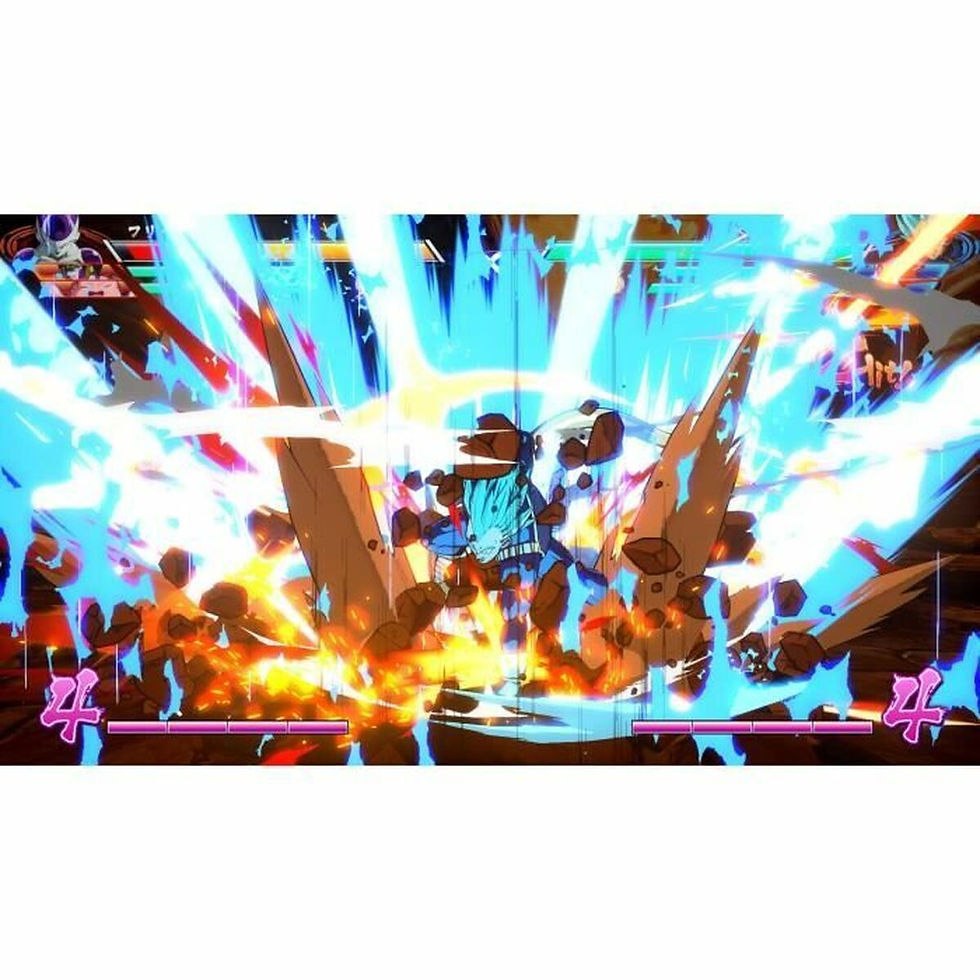 Intense video game combat with bright blue energy effects