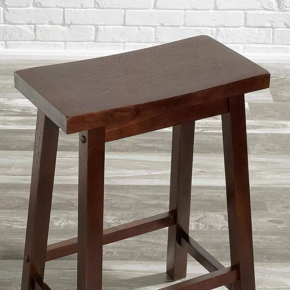 Farmhouse counter height saddle bar stool in brown walnut wood finish