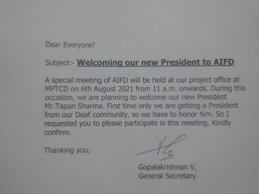 History first Deaf president of All India Federation of the Deaf
