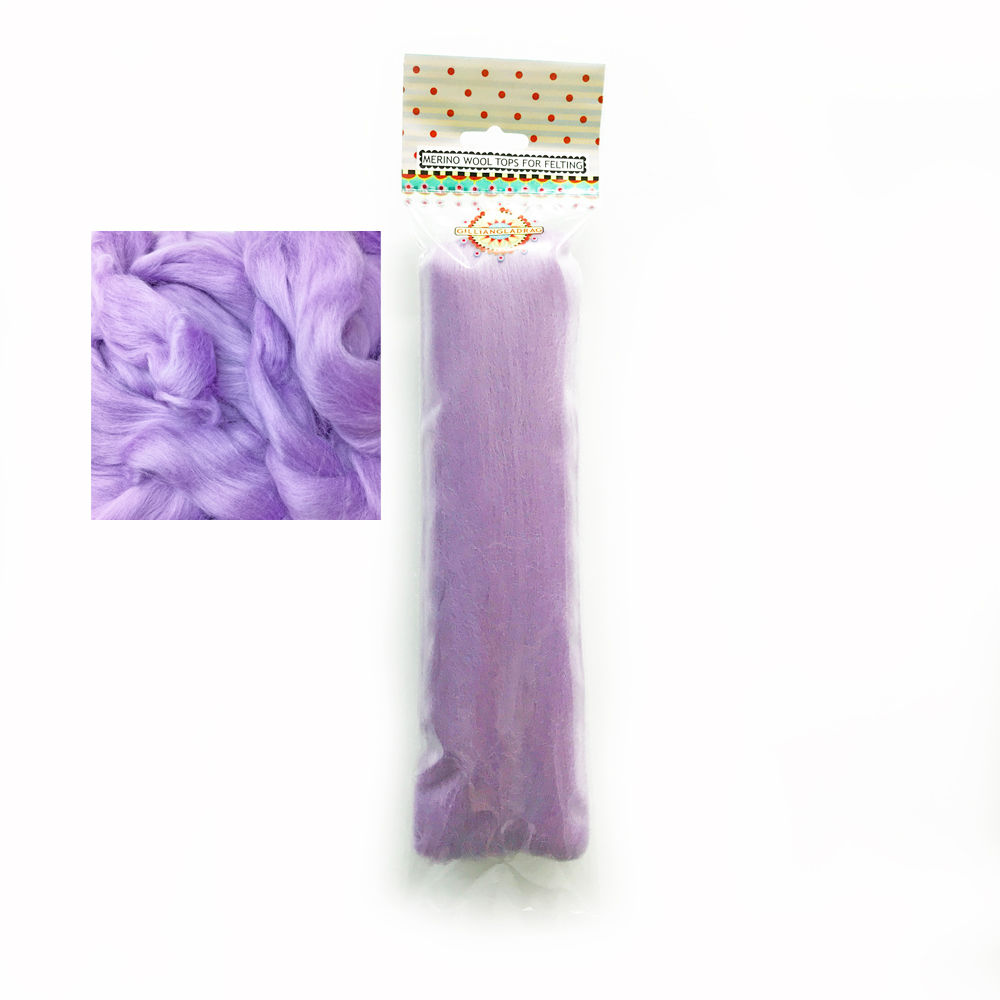Merino Wool Tops for Felting 50g x 3 packs LILAC