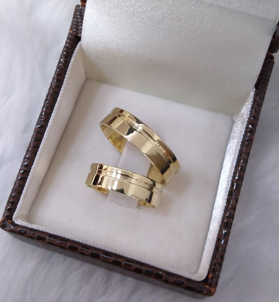 Miniatura: Alianças em ouro 18kls quadradas 5mm