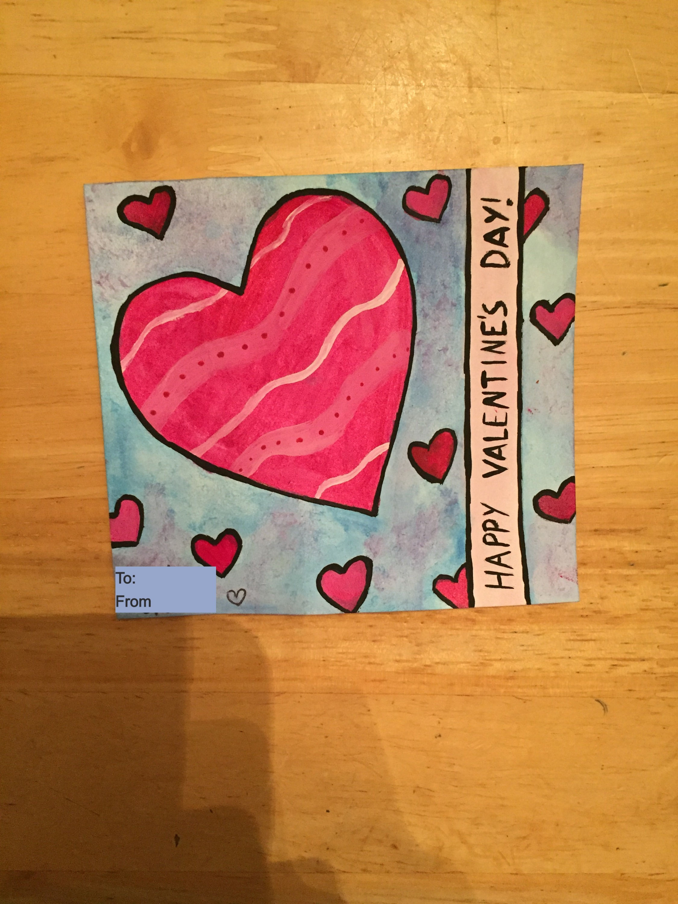 Valentines pink patterned heart card