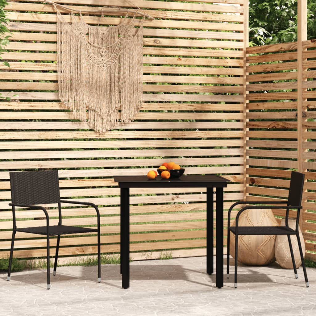 NNEVL 3 Piece Garden Dining Set Black