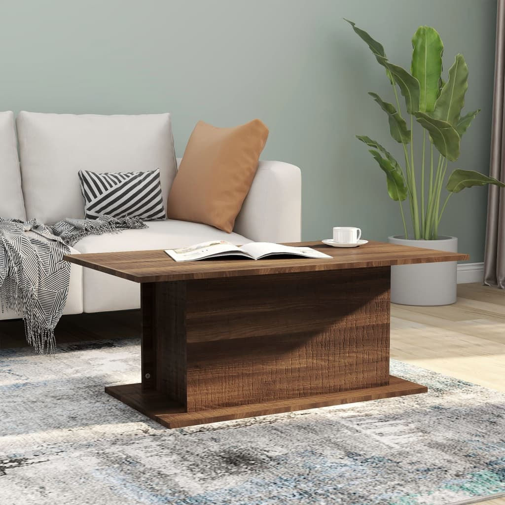 NNEVL Coffee Table Brown Oak 102x55.5x40 cm Chipboard