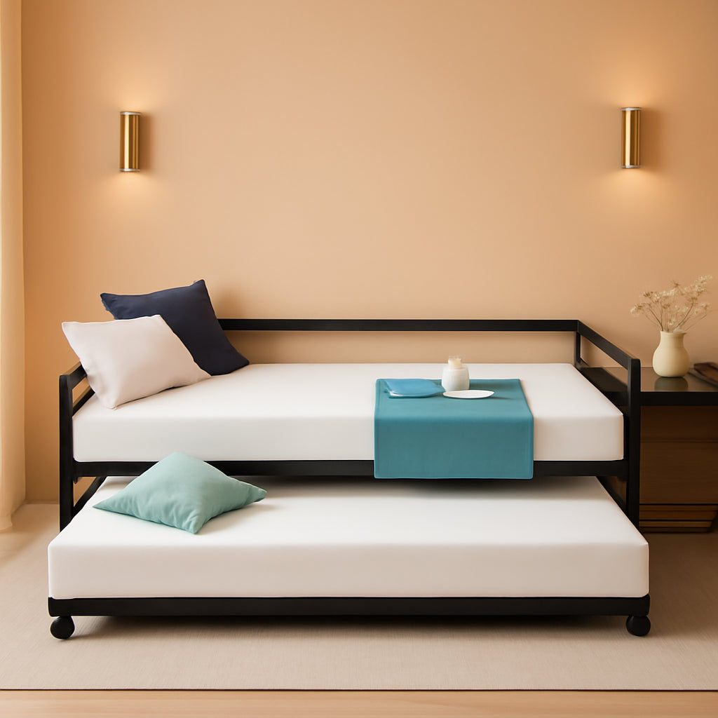 Twin Over Full Metal Bunk Beds With Trundle In Black