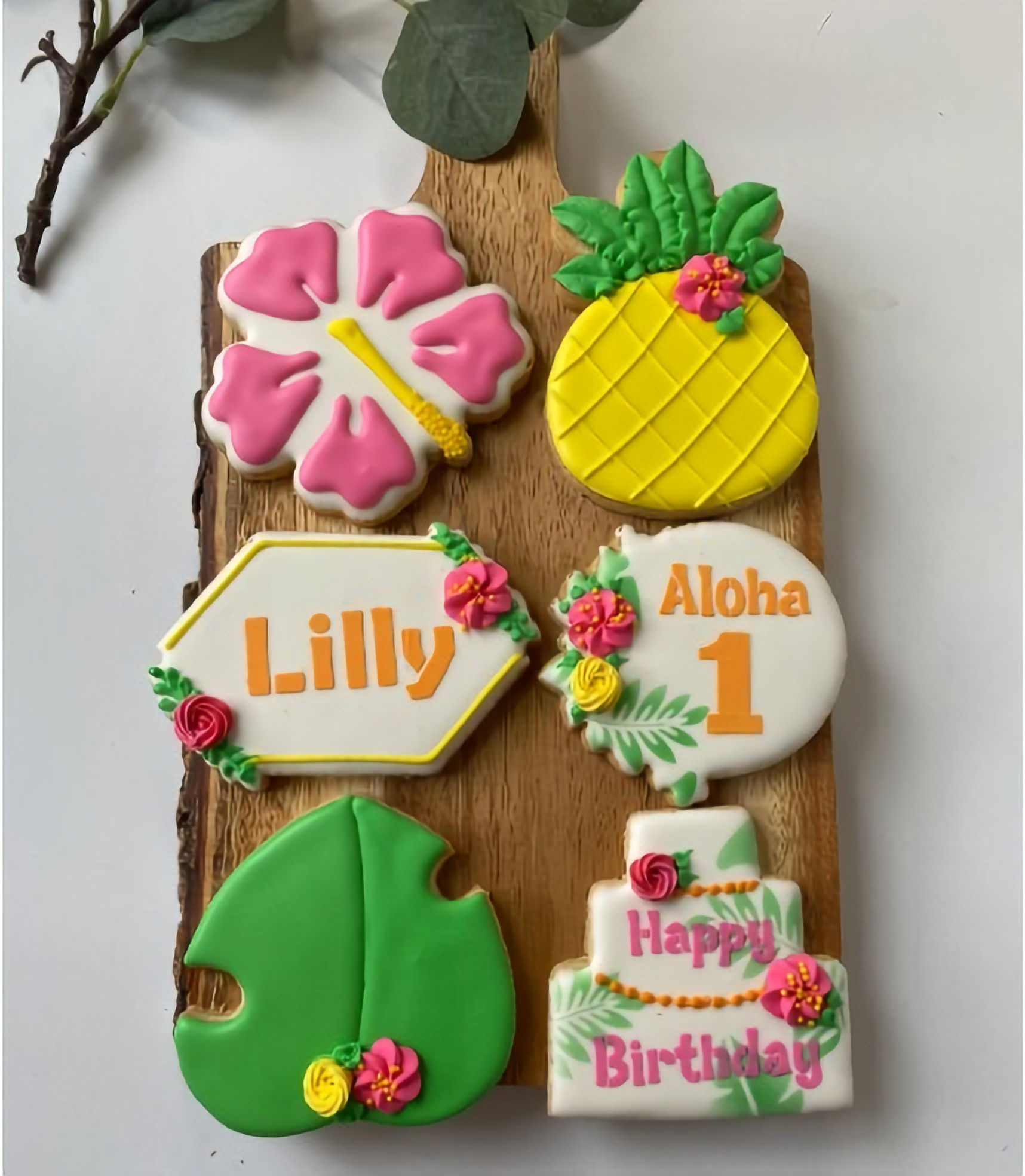Personalized Hawaiian Luau Birthday Cookies - 1 dozen