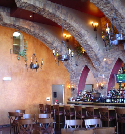 Faux finish applied to walls of wine bar