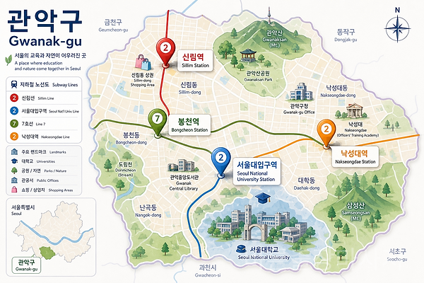 관악구 지도 일러스트