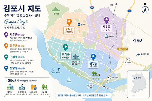 김포시 지도 일러스트