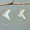 Miniature : Oiseaux Origami ivoire pointillés or, créoles doubles